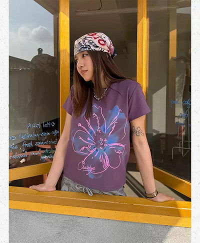 Layered Flower Casual T-Shirt Korean Street Fashion T-Shirt By Made Extreme Shop Online at OH Vault