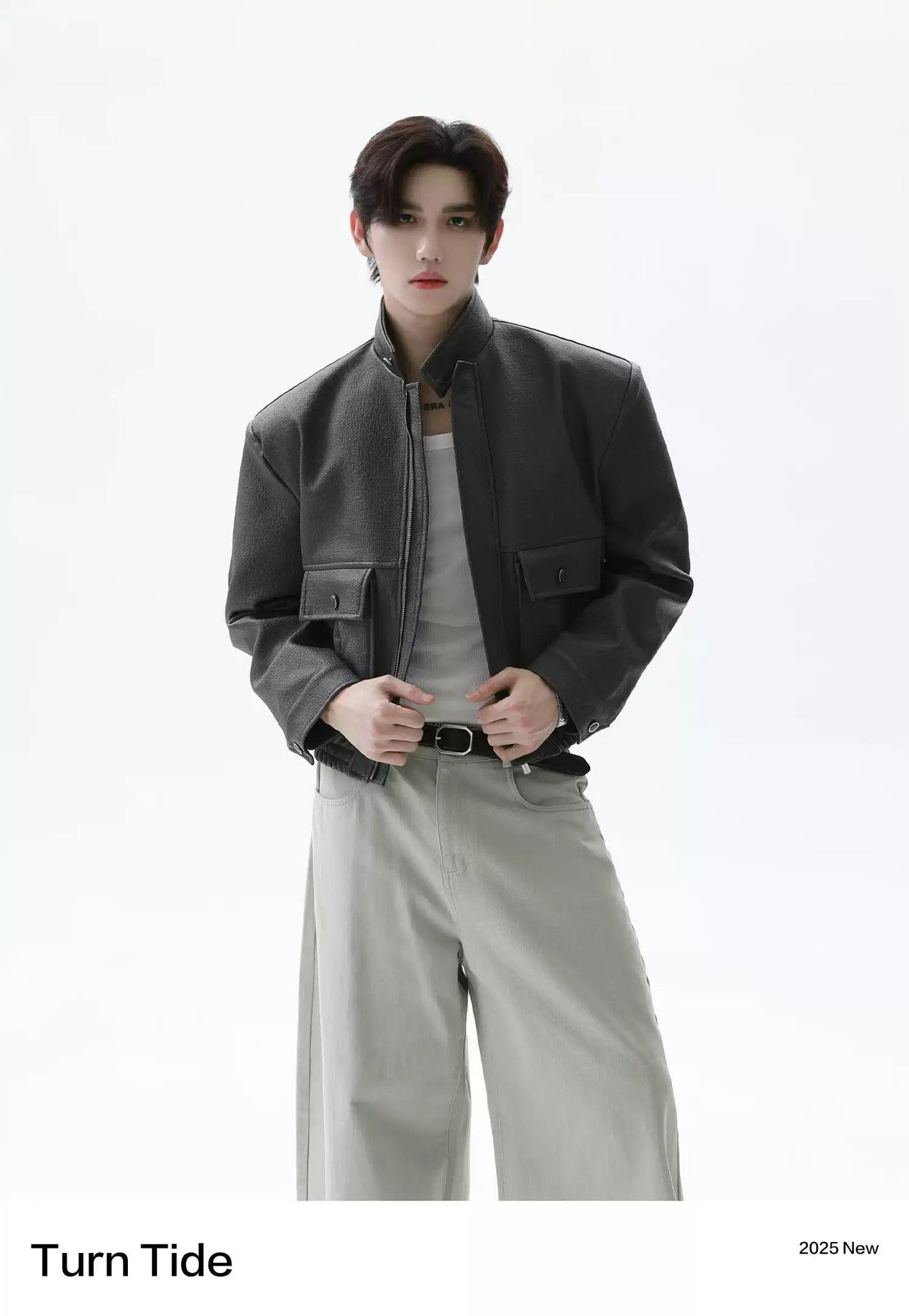 Embossed Pockets Textured Jacket Korean Street Fashion Jacket By Turn Tide Shop Online at OH Vault