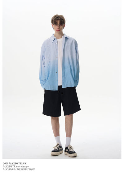 Gradient Contrast Striped Shirt Korean Street Fashion Shirt By MaxDstr Shop Online at OH Vault