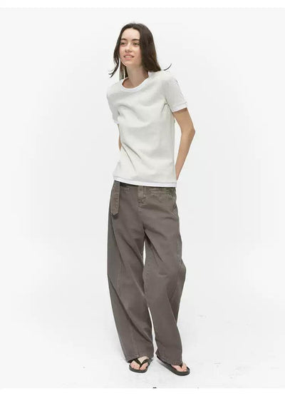 Cloth Belt Washed Jeans Korean Street Fashion Jeans By Country Moment Shop Online at OH Vault