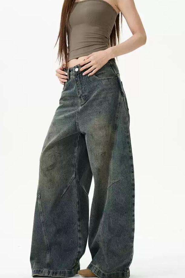 Wide Leg Versatile Jeans Korean Street Fashion Jeans By 77Flight Shop Online at OH Vault