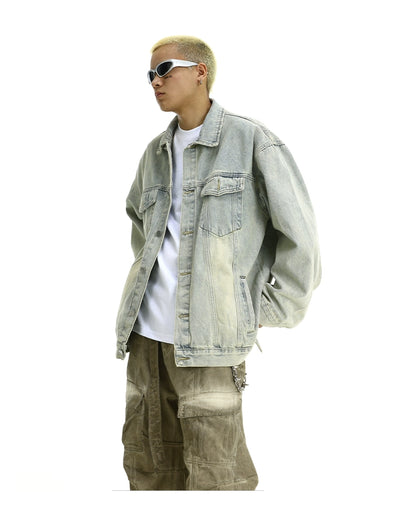 Faded Casual Denim Jacket Korean Street Fashion Jacket By MEBXX Shop Online at OH Vault