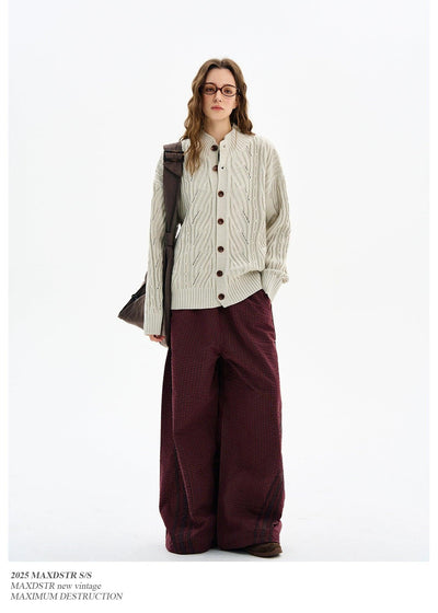Textured Ribbed Knit Cardigan Korean Street Fashion Cardigan By MaxDstr Shop Online at OH Vault