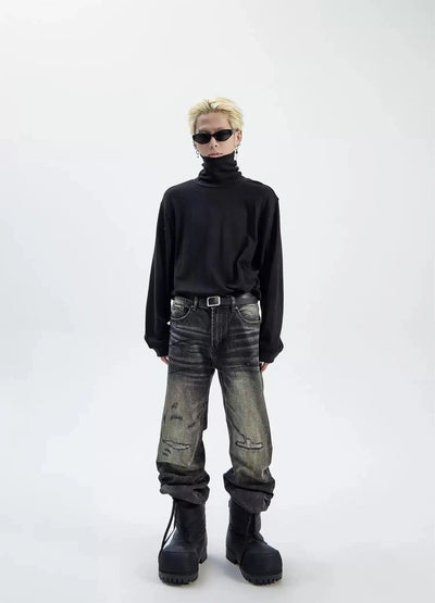 Plain Color Casual Fit Turtleneck Korean Street Fashion Turtleneck By Ash Dark Shop Online at OH Vault