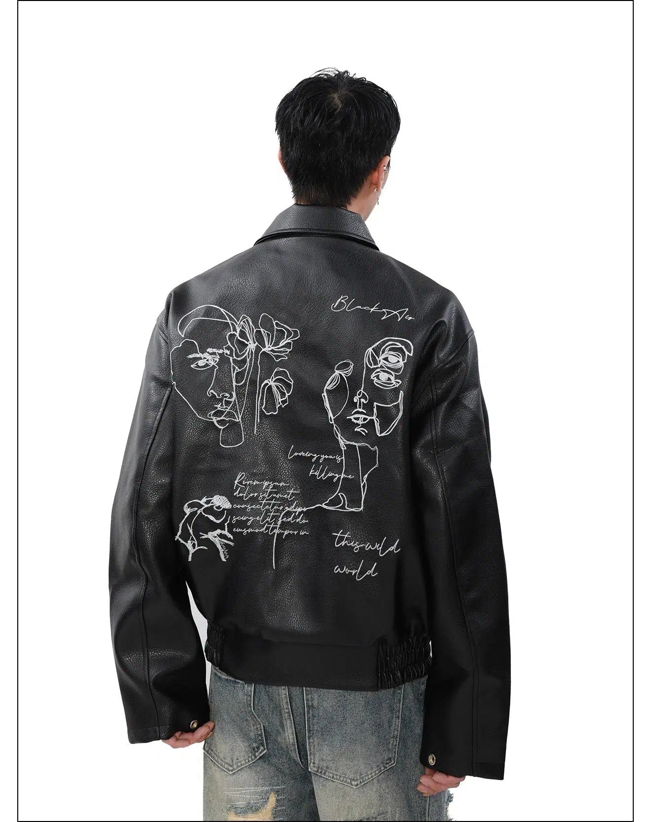 Abstract Print PU Leather Jacket Korean Street Fashion Jacket By Mr Nearly Shop Online at OH Vault