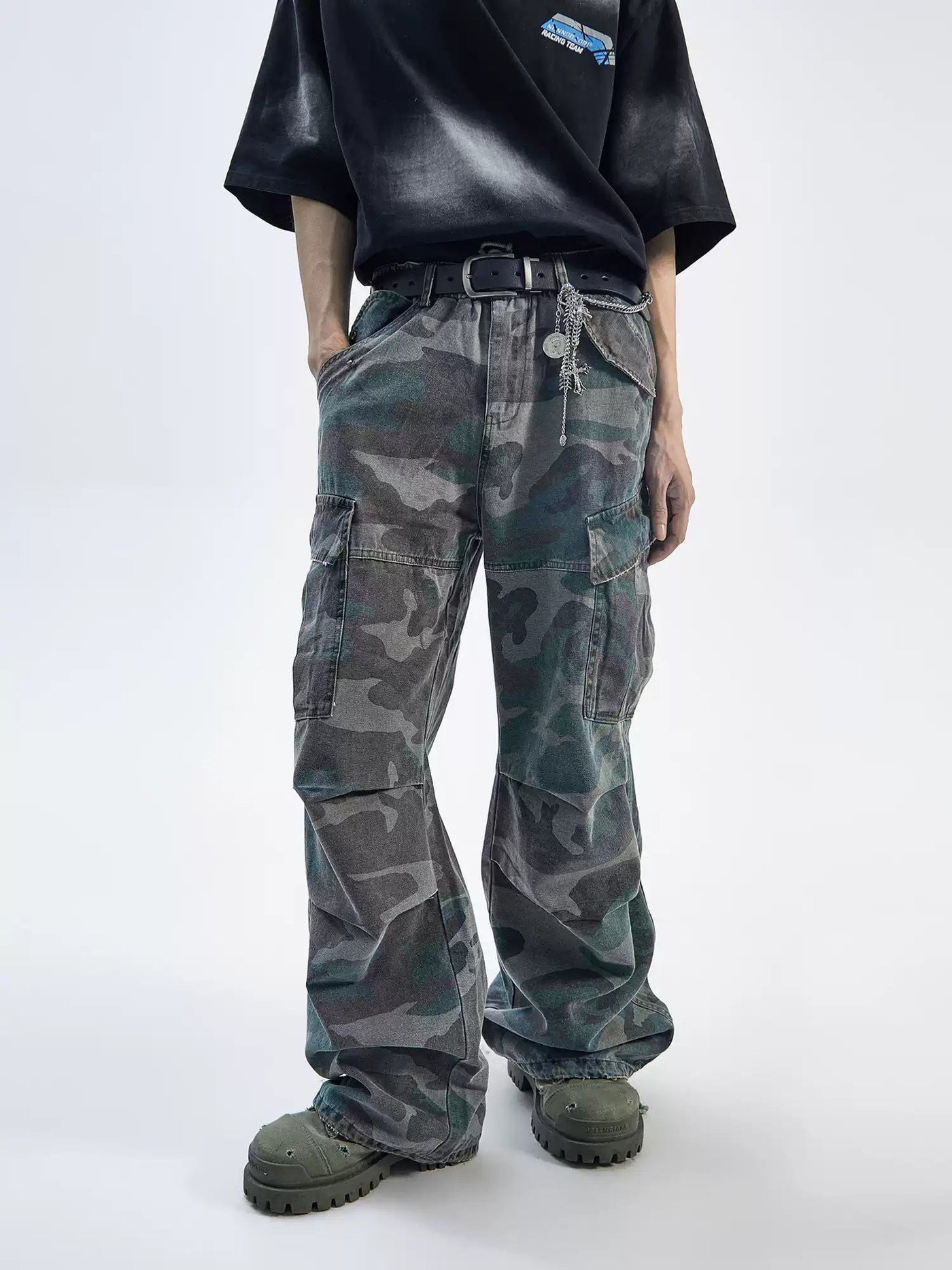 Multi-Pocket Camouflage Jeans Korean Street Fashion Jeans By Ash Dark Shop Online at OH Vault