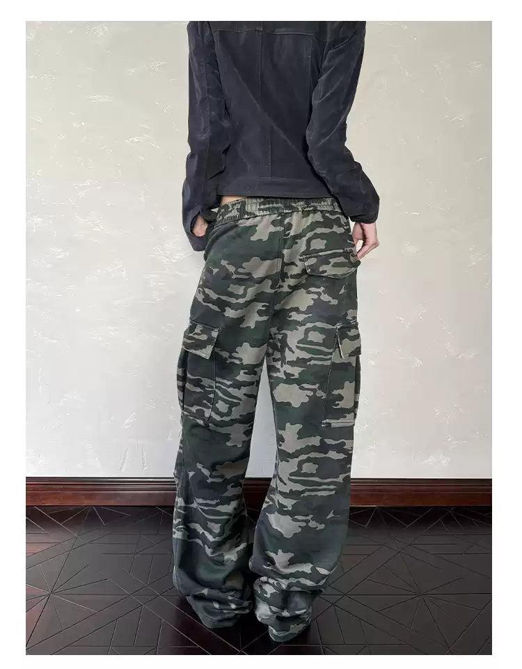 Elastic Waist Camouflage Cargo Pants Korean Street Fashion Pants By A PUEE Shop Online at OH Vault