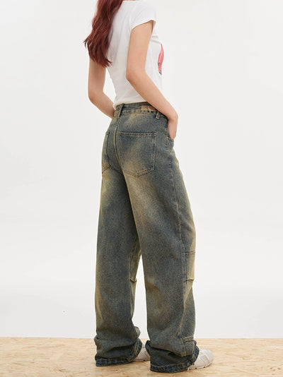 Yellow Fade Straight Jeans Korean Street Fashion Jeans By Apocket Shop Online at OH Vault