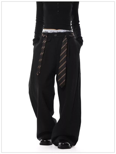 Pleated Belt Strap Trousers Korean Street Fashion Trousers By Mr Nearly Shop Online at OH Vault