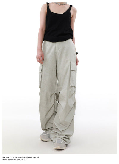 Multi-Pleats Straight Cargo Pants Korean Street Fashion Pants By Mr Nearly Shop Online at OH Vault
