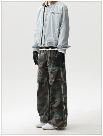 Frayed Lines Camouflage Jeans Korean Street Fashion Jeans By Mr Nearly Shop Online at OH Vault