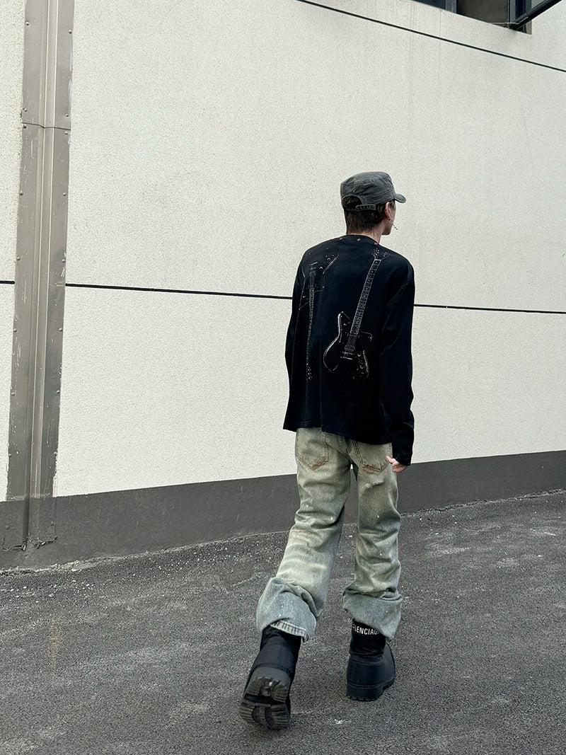 Faded Distressed Whiskers Jeans Korean Street Fashion Jeans By Ash Dark Shop Online at OH Vault