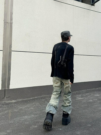 Faded Distressed Whiskers Jeans Korean Street Fashion Jeans By Ash Dark Shop Online at OH Vault