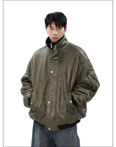 Heavy Stand Collar PU Leather Jacket Korean Street Fashion Jacket By Mr Nearly Shop Online at OH Vault