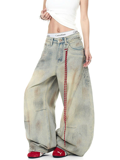 Faded Curved Cut Jeans Korean Street Fashion Jeans By Blacklists Shop Online at OH Vault