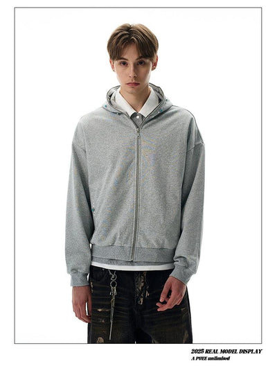 Beads Detail Zip-Up Hoodie