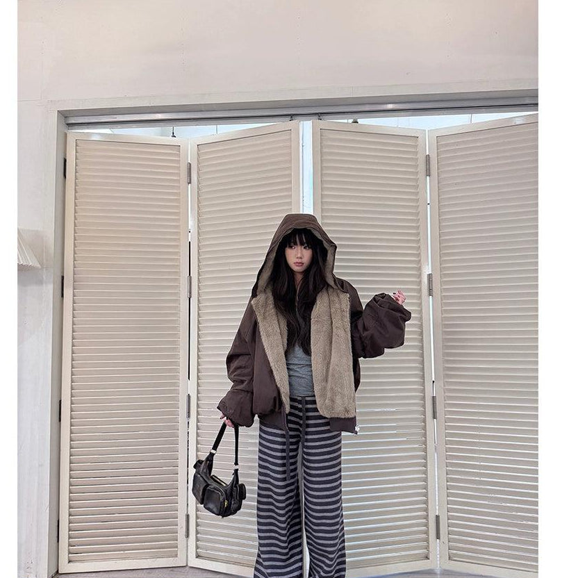 Flared Striped Knit Pants Korean Street Fashion Pants By Jump Next Shop Online at OH Vault