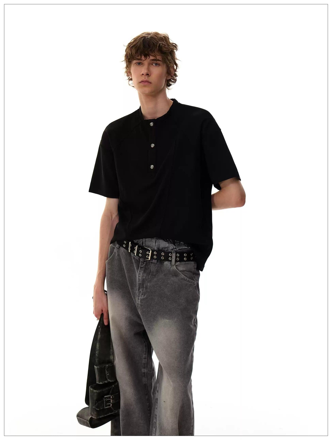 Structured Waffle Grid T-Shirt Korean Street Fashion Shirt By Mr Nearly Shop Online at OH Vault