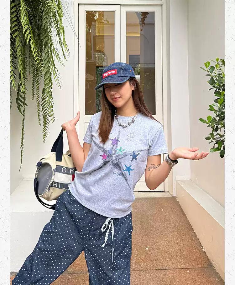 Stars Graphic Print T-Shirt Korean Street Fashion T-Shirt By Made Extreme Shop Online at OH Vault