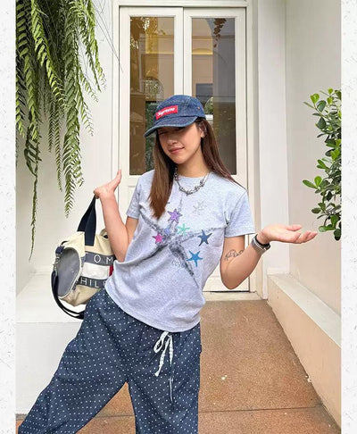 Stars Graphic Print T-Shirt Korean Street Fashion T-Shirt By Made Extreme Shop Online at OH Vault