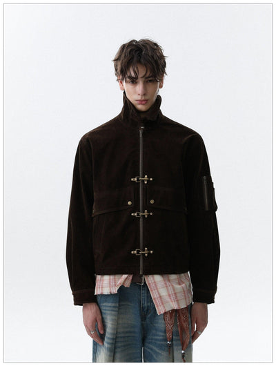 Micro Suede Fireman Clasp Jacket Korean Street Fashion Jacket By Mr Nearly Shop Online at OH Vault