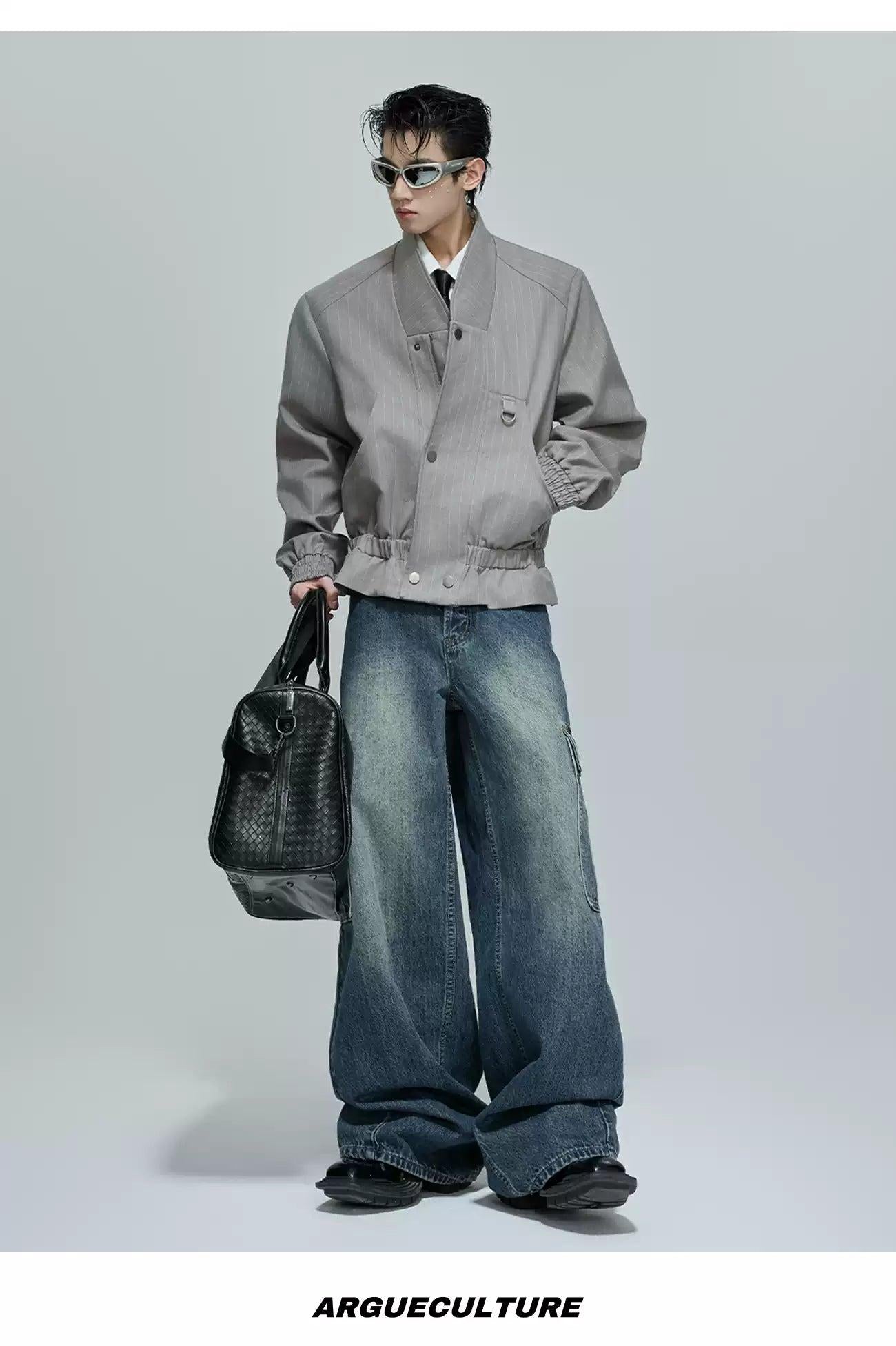 Ruched Effect Striped Jacket Korean Street Fashion Jacket By Argue Culture Shop Online at OH Vault