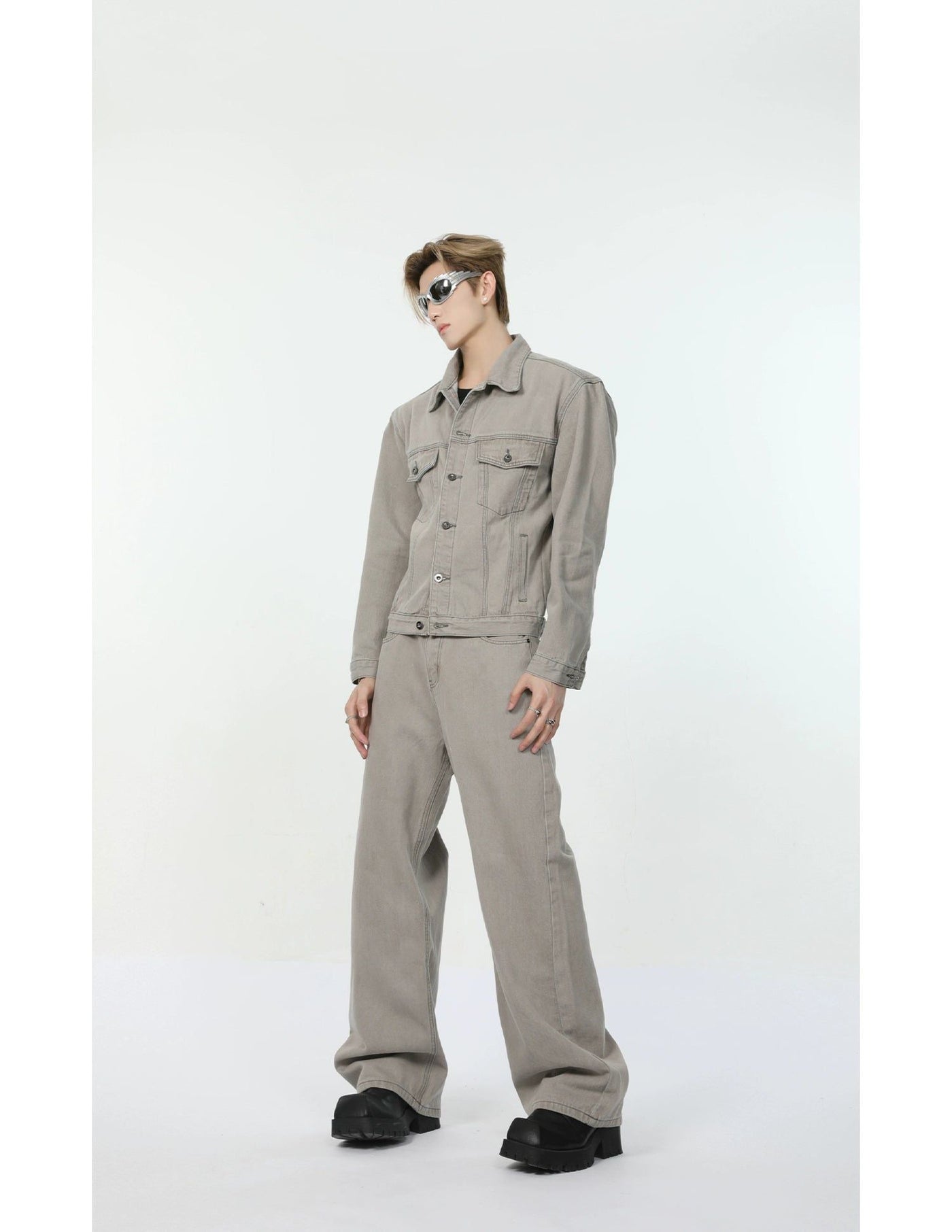 Regular Fit Versatile Denim Jacket & Jeans Set Korean Street Fashion Clothing Set By Turn Tide Shop Online at OH Vault