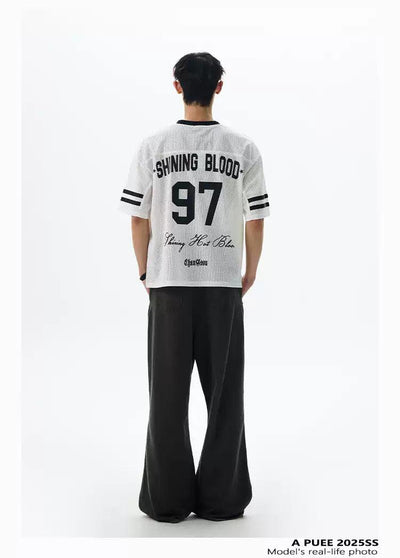 Cut-Out Mesh Jersey T-Shirt Korean Street Fashion T-Shirt By A PUEE Shop Online at OH Vault