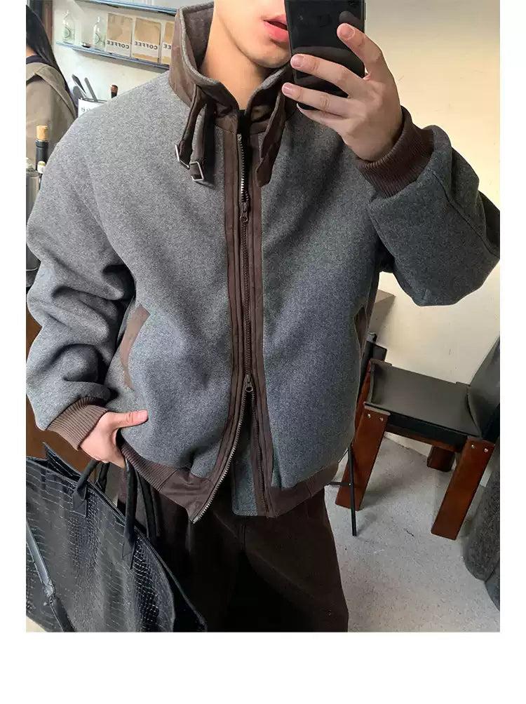 Contrast Hem Strap Detail Jacket Korean Street Fashion Jacket By Poikilotherm Shop Online at OH Vault