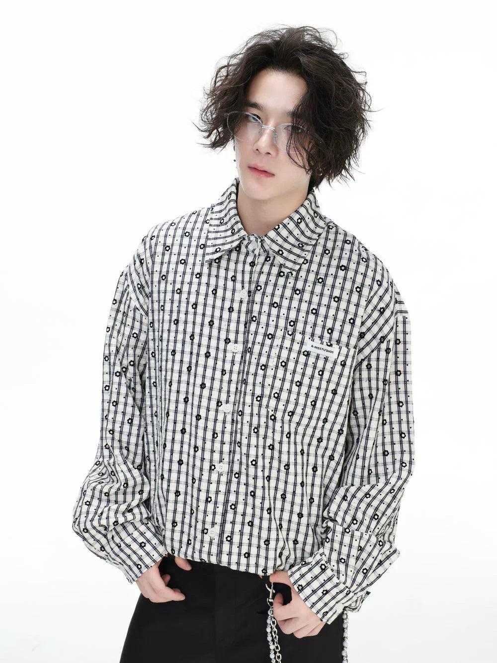 Floral Plaid Full-Print Shirt Korean Street Fashion Shirt By INS Korea Shop Online at OH Vault