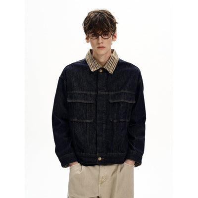 Plaid Collar Buttoned Denim Jacket Korean Street Fashion Jacket By MaxDstr Shop Online at OH Vault