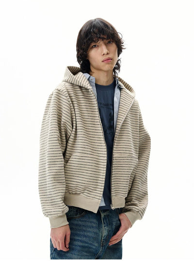 Striped Zip-Up Hoodie Korean Street Fashion Hoodie By 77Flight Shop Online at OH Vault