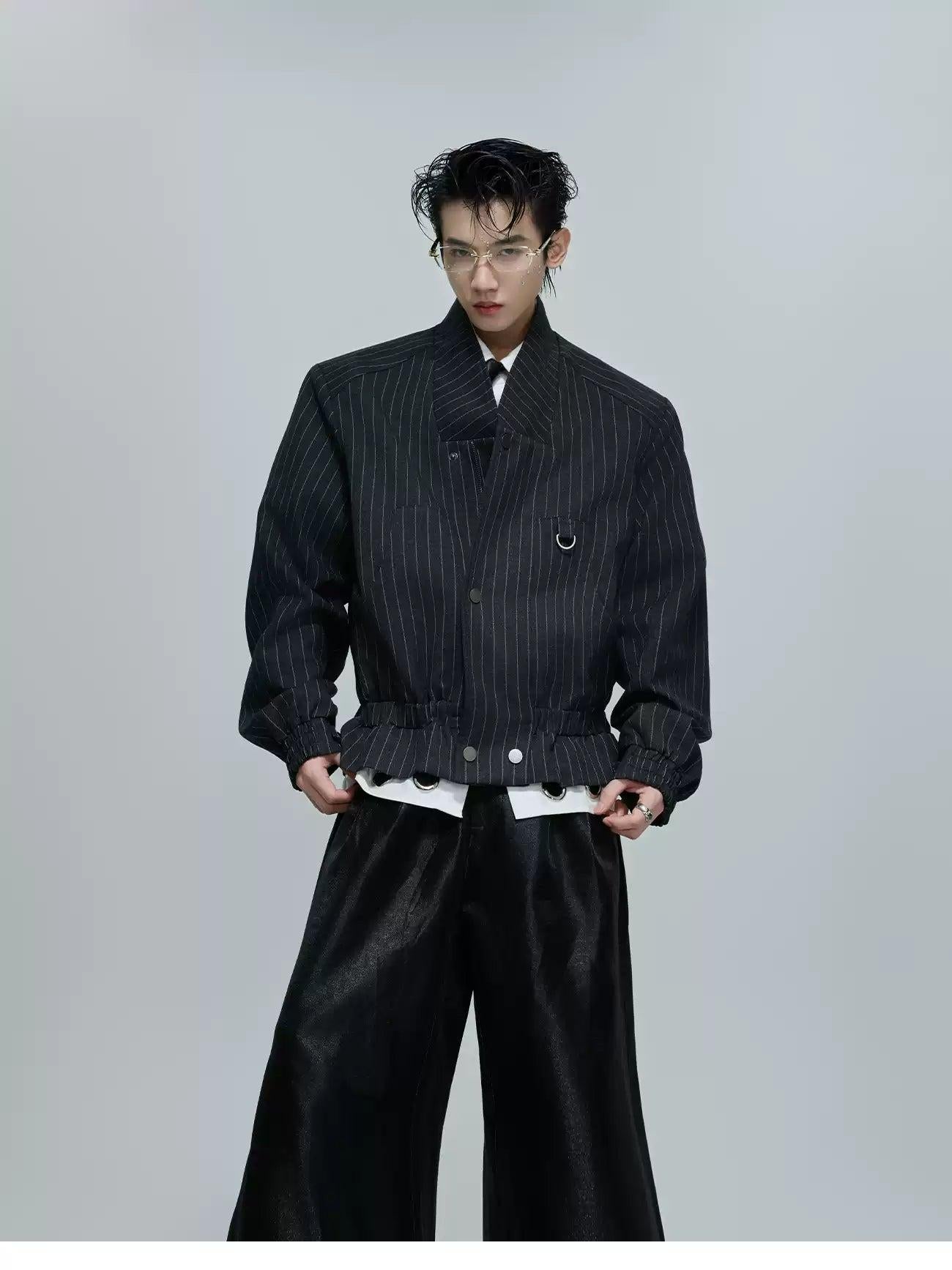 Ruched Effect Striped Jacket Korean Street Fashion Jacket By Argue Culture Shop Online at OH Vault