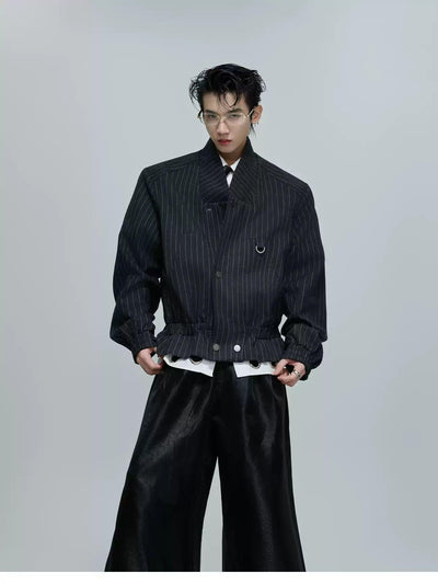 Ruched Effect Striped Jacket Korean Street Fashion Jacket By Argue Culture Shop Online at OH Vault