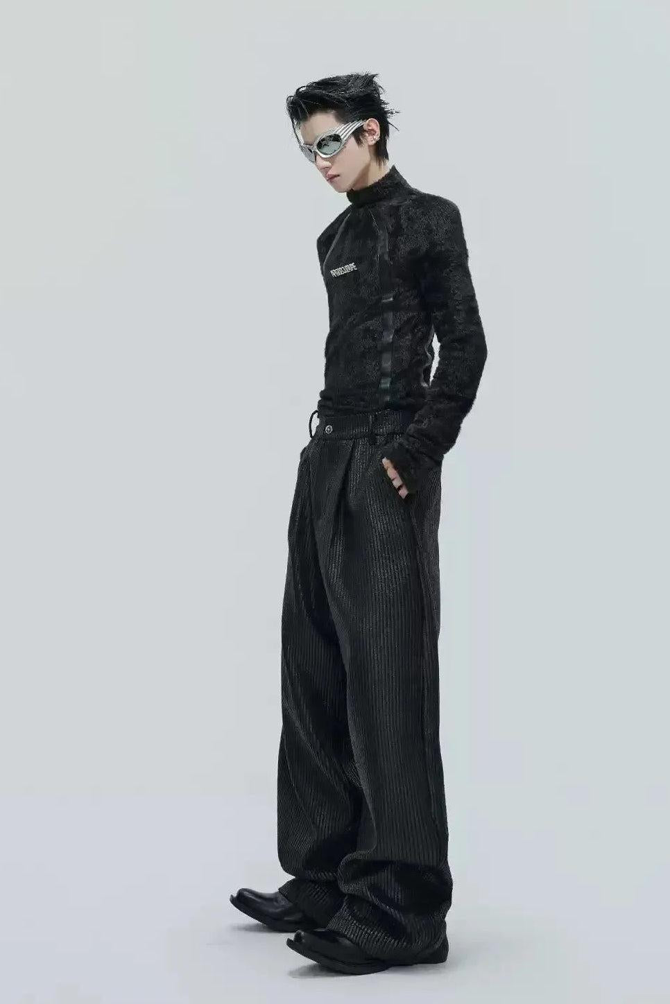 Furry Textured Flipped Logo Crewneck Korean Street Fashion Mockneck By Argue Culture Shop Online at OH Vault