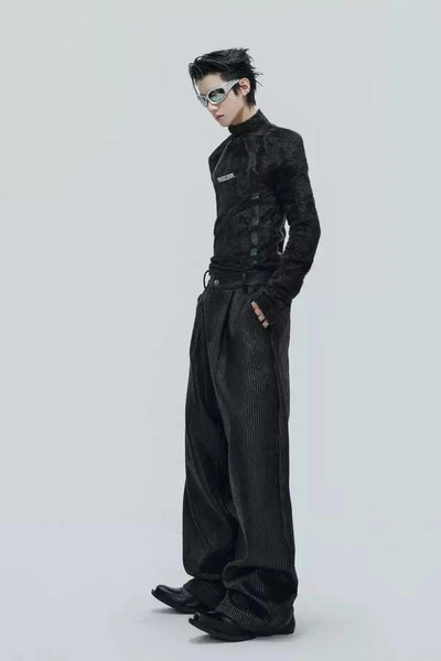 Furry Textured Flipped Logo Crewneck Korean Street Fashion Mockneck By Argue Culture Shop Online at OH Vault