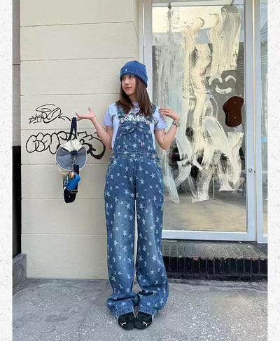 Washed Stars Scattered Overall Korean Street Fashion Overall By Made Extreme Shop Online at OH Vault