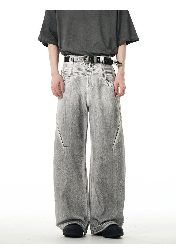 Charcoal Wash Double-Waist Jeans