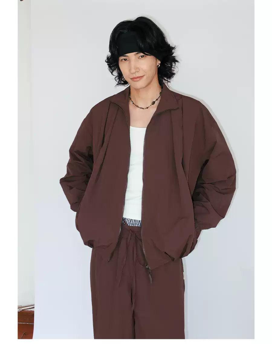 Versatile Nylon Jacket & Track Pants Set Korean Street Fashion Clothing Set By Funky Fun Shop Online at OH Vault