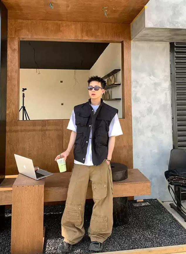 Multiple Pocket Utility Vest Korean Street Fashion Vest By Poikilotherm Shop Online at OH Vault