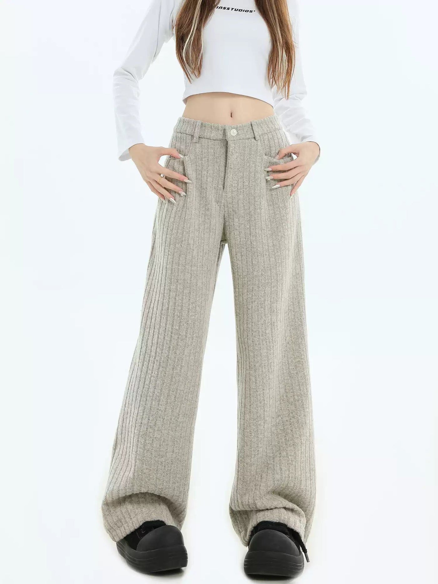 Clean Fit Striped Straight Pants Korean Street Fashion Pants By INS Korea Shop Online at OH Vault