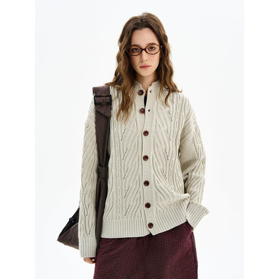 Textured Ribbed Knit Cardigan Korean Street Fashion Cardigan By MaxDstr Shop Online at OH Vault