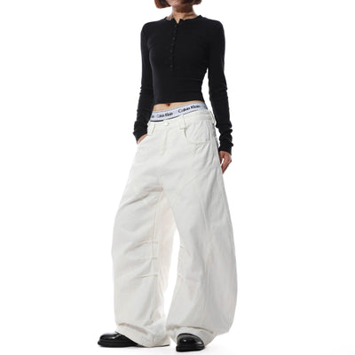 Plain Structured Barrel Pants Korean Street Fashion Pants By Mr Nearly Shop Online at OH Vault