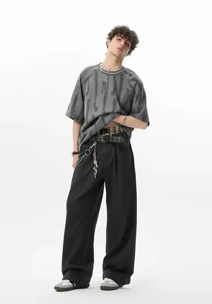 Faded Lines Loose T-Shirt Korean Street Fashion T-Shirt By JHYQ Shop Online at OH Vault