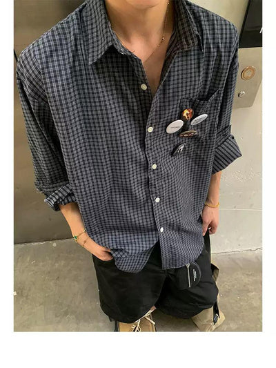 Basic Checkered Long Sleeve Shirt Korean Street Fashion Shirt By Poikilotherm Shop Online at OH Vault