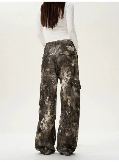 Paint Splashed Camo Cargo Pants Korean Street Fashion Pants By 77Flight Shop Online at OH Vault