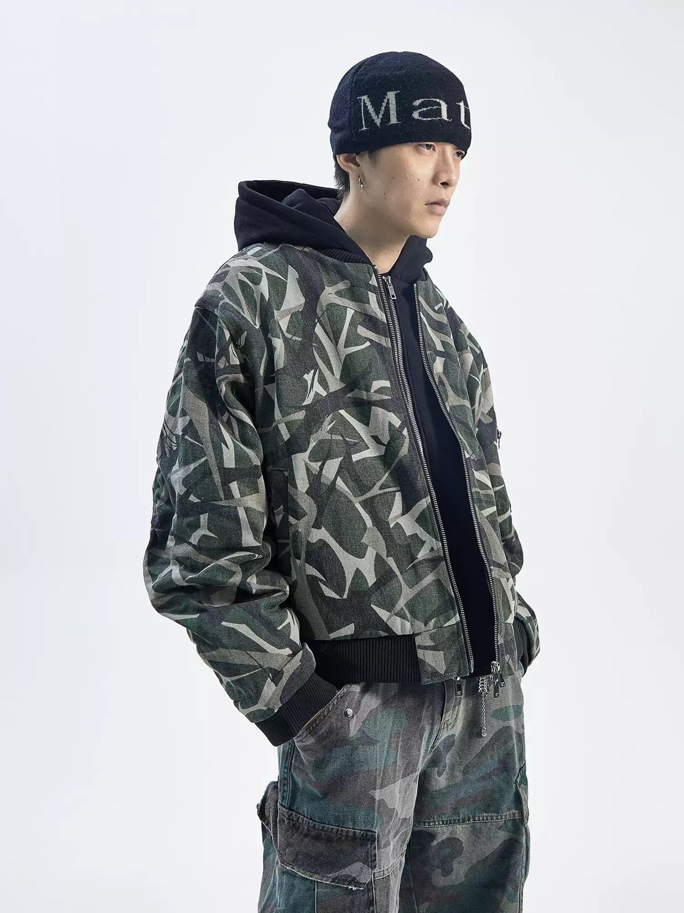 Layered Camouflage Hooded Jacket Korean Street Fashion Jacket By Ash Dark Shop Online at OH Vault