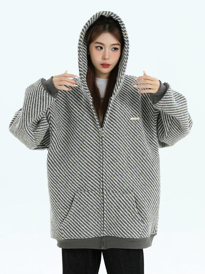 Textured Dots Zip-Up Hoodie