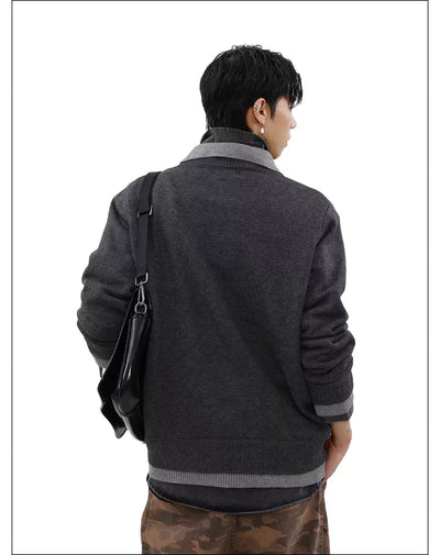 Layered Relaxed Fit Sweater Korean Street Fashion Sweater By Mr Nearly Shop Online at OH Vault