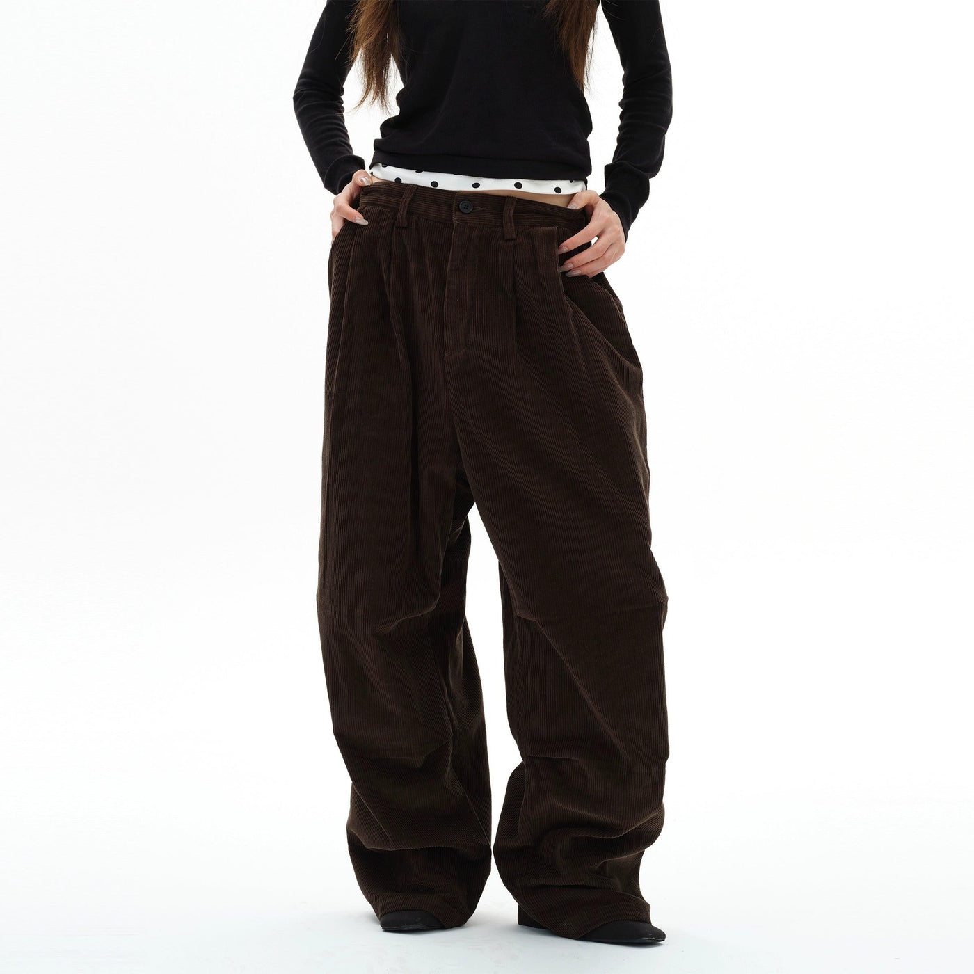 Fold Pleated Corduroy Pants Korean Street Fashion Pants By 77Flight Shop Online at OH Vault